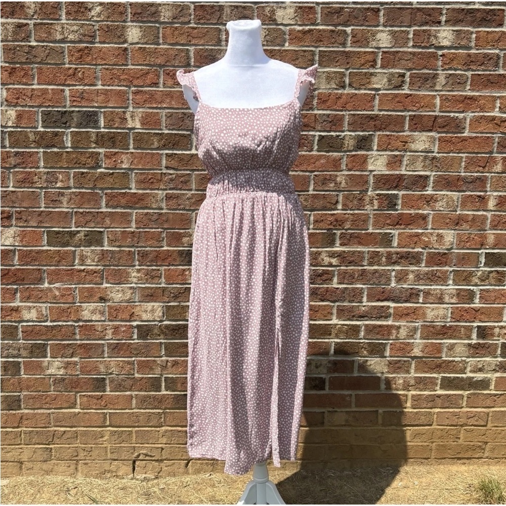 Le lis Midi Pink Polka Dot Dress Size Medium